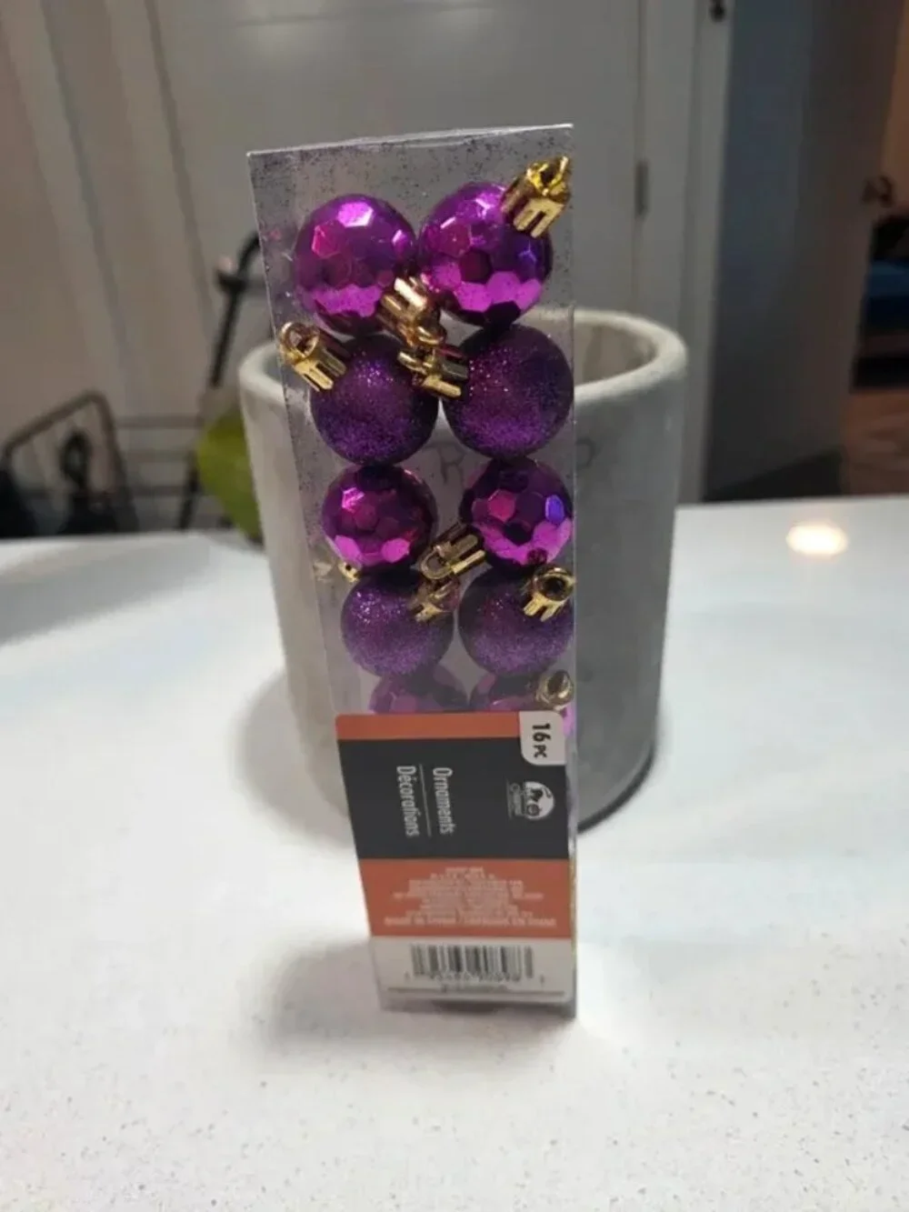 mini ornaments, Halloween tree decorations, purple glitter balls 1.18 inches, se